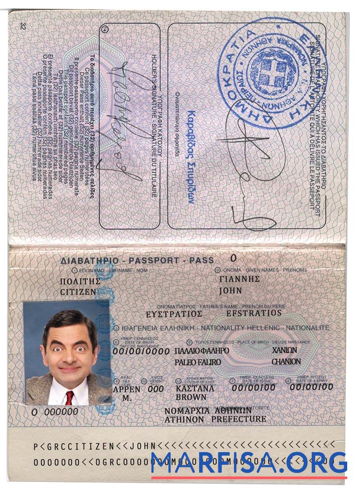 Printable Greece passport verssion 3 template